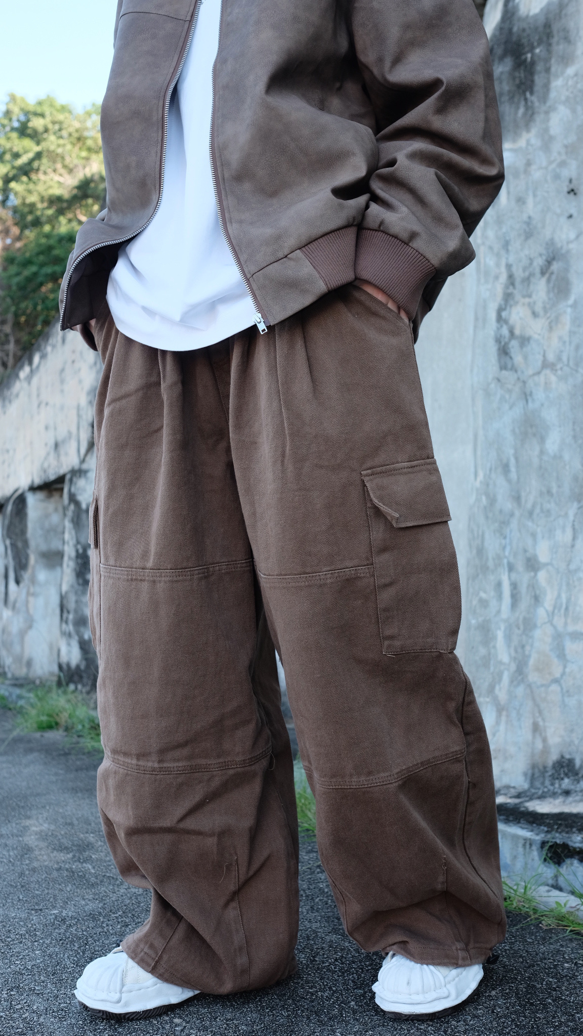 LPT0061 啡色工裝闊褲