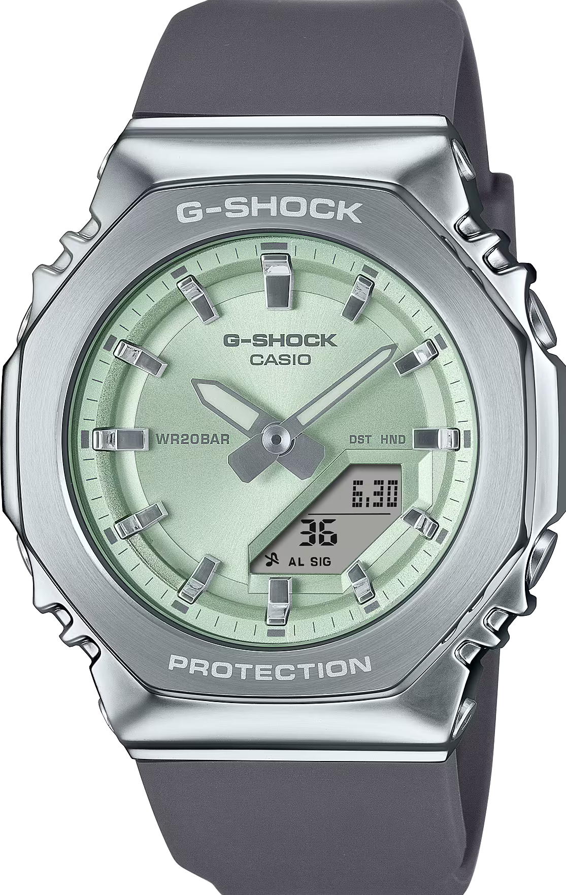 萬年鐘錶 - G-SHOCK   縮小版不鏽鋼錶殼八角錶殼電子錶  GM-S2110-3A  錶徑 : 40.9 mm