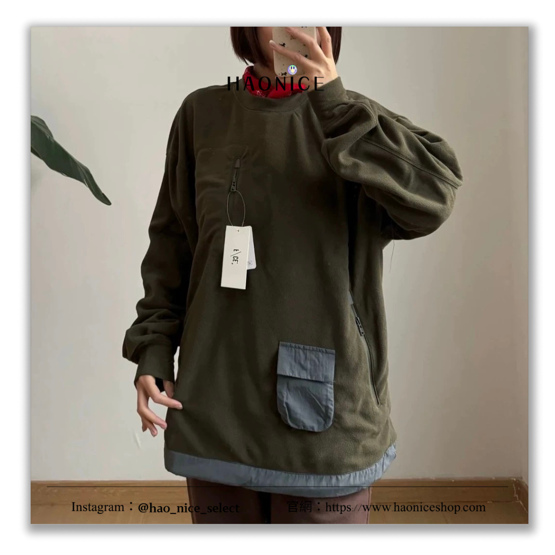 【HAO NICE 】日本🇯🇵潮流F/CE小眾品牌  POLARTEC MC NECK CREW機能拉鍊口袋 日系工裝必備長袖 大學T