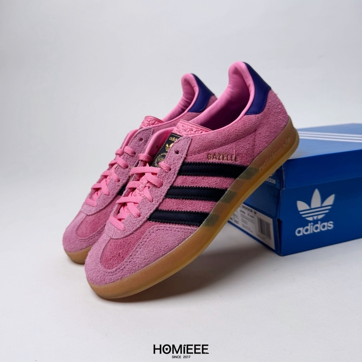 Adidas Gazelle Indoor 膠底 麂皮 復古鞋 桃粉 女鞋 [IE7002]