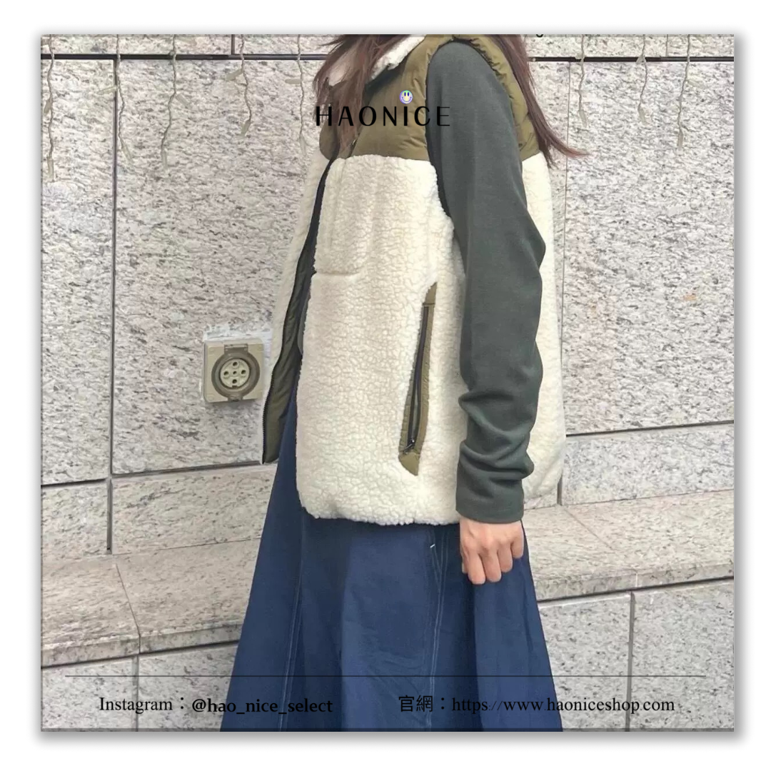 【HAO NICE】24SS秋冬新款 保暖羊羔毛拼接色 粒絨感設計無袖馬甲背心 時尚保暖 秋冬必備款❤️