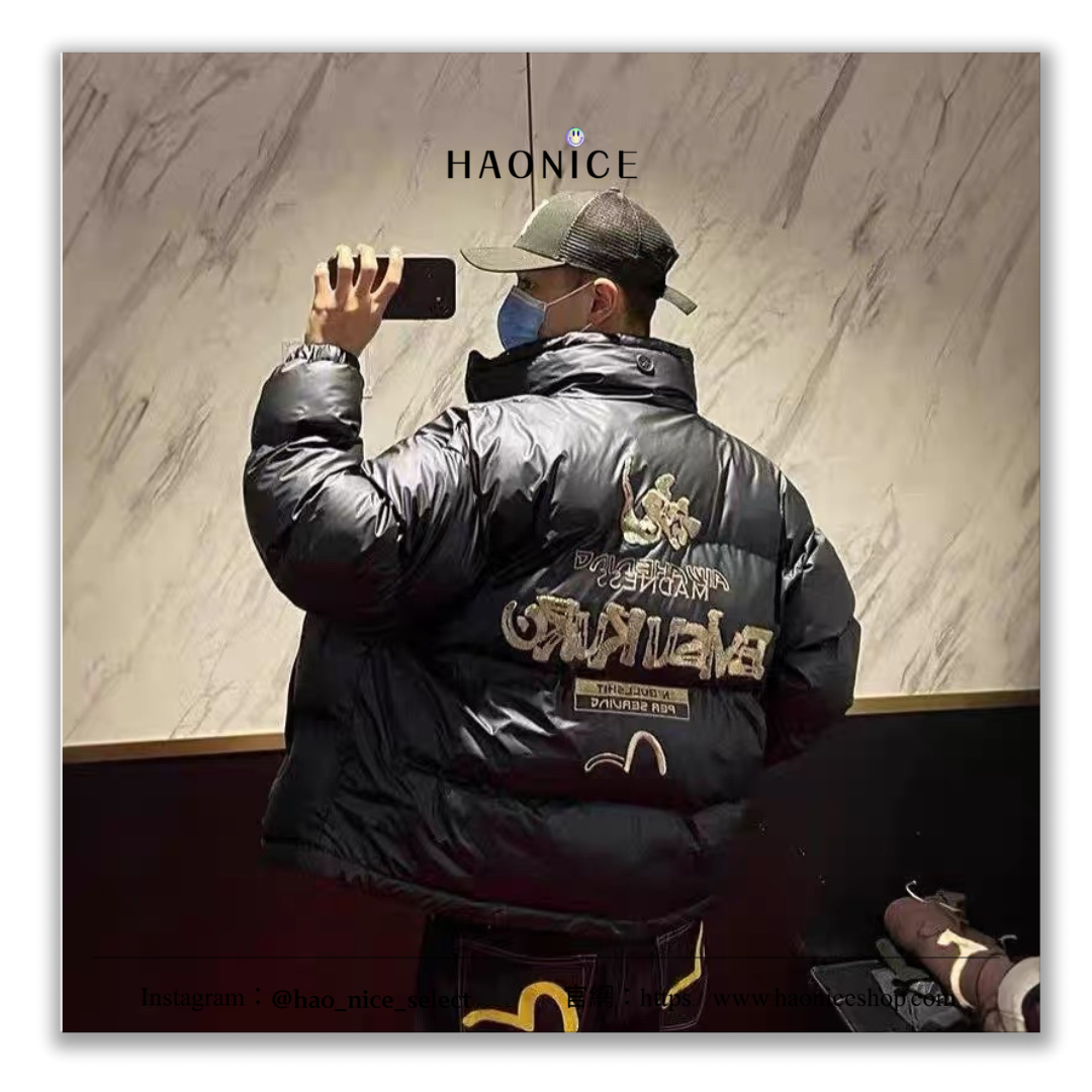 【HAO NICE】大阪經銷商 日本🇯🇵潮流 25SS  秋冬新款日本福神 EVISU KURO經典海鷗LOGO金線刺繡 長袖 羽絨外套