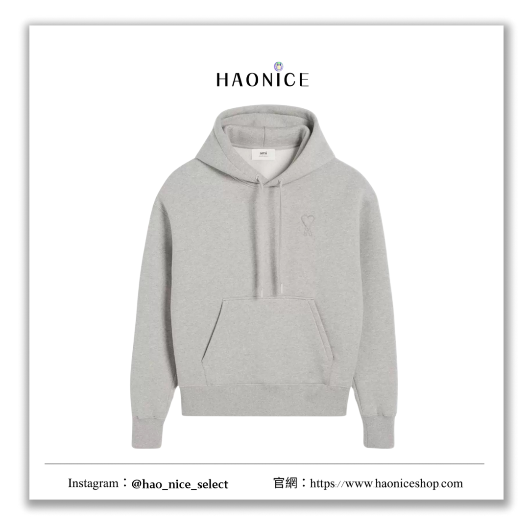 【HAO NICE】法國🇫🇷潮流  Ami paris 24新款經典立體浮雕小LOGO 純素色長袖 帽T 素色簡約百搭