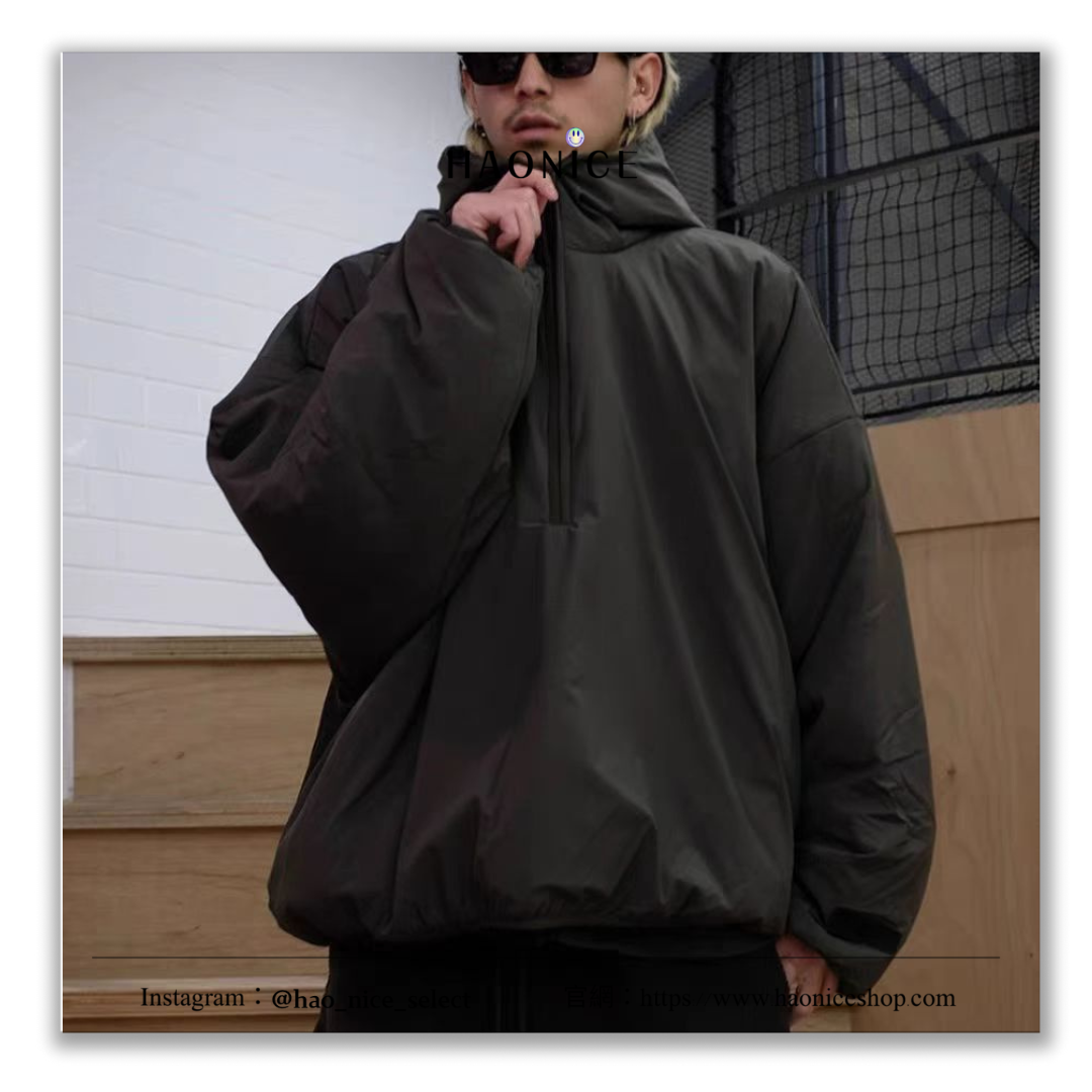 【HAO NICE】美式潮流 Fear Of God復線  Essentials 24SS 秋冬新款 尼龍材質防水防風 半拉鍊式長袖 帽T