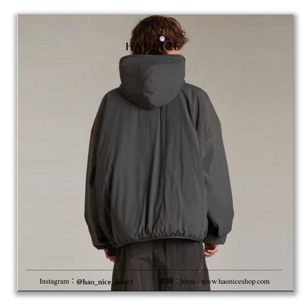 【HAO NICE】美式潮流 Fear Of God復線  Essentials 24SS 秋冬新款 尼龍材質防水防風 半拉鍊式長袖 帽T