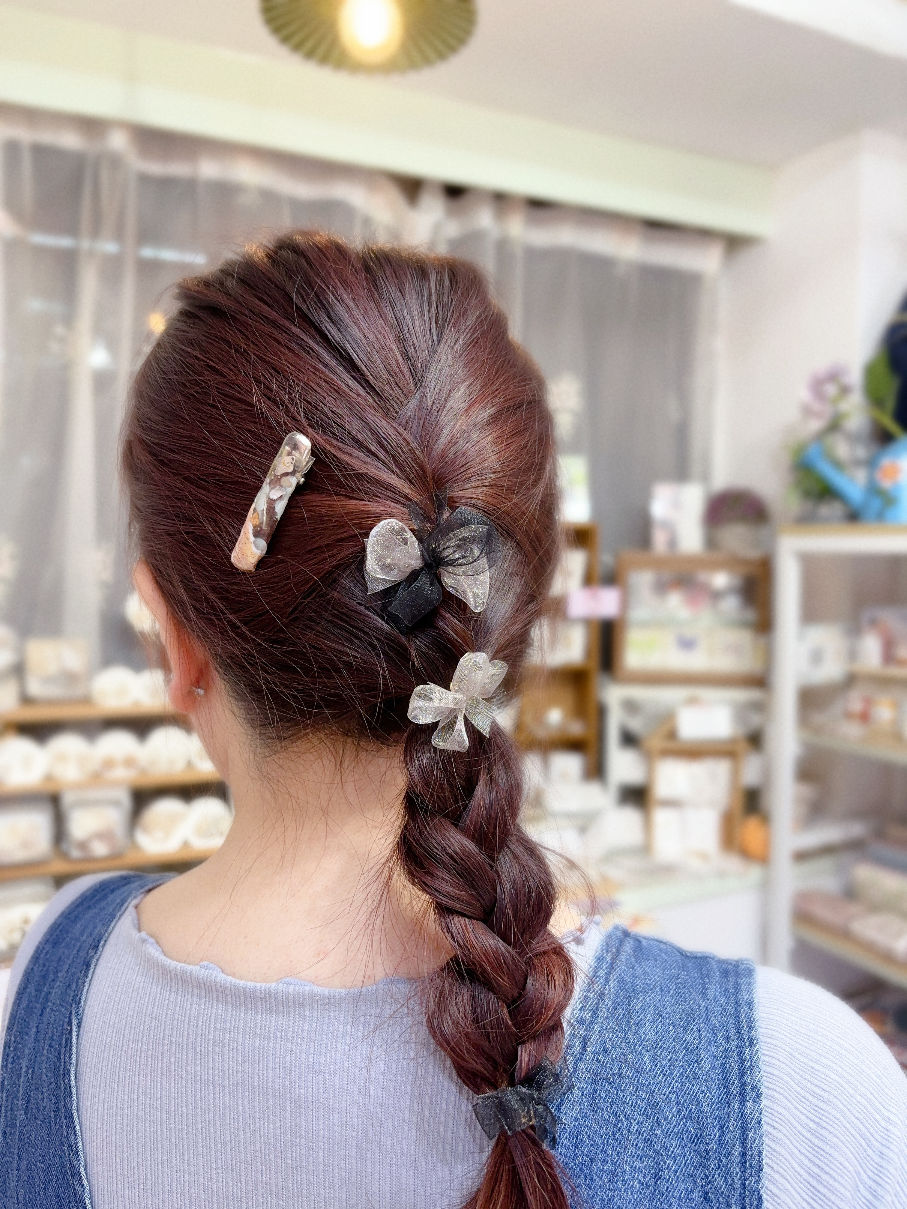 拼色網紗迷你髮圈插