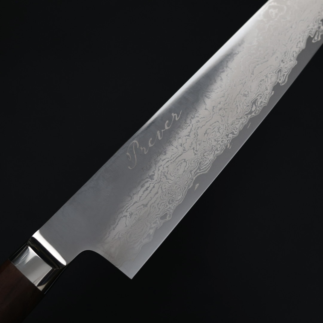 龍泉刃物 PREVER VG10 牛刀　240mm 生産終了品 龍泉刃物PREVER 牛刀240mm VG10 67層鎳染大馬士革