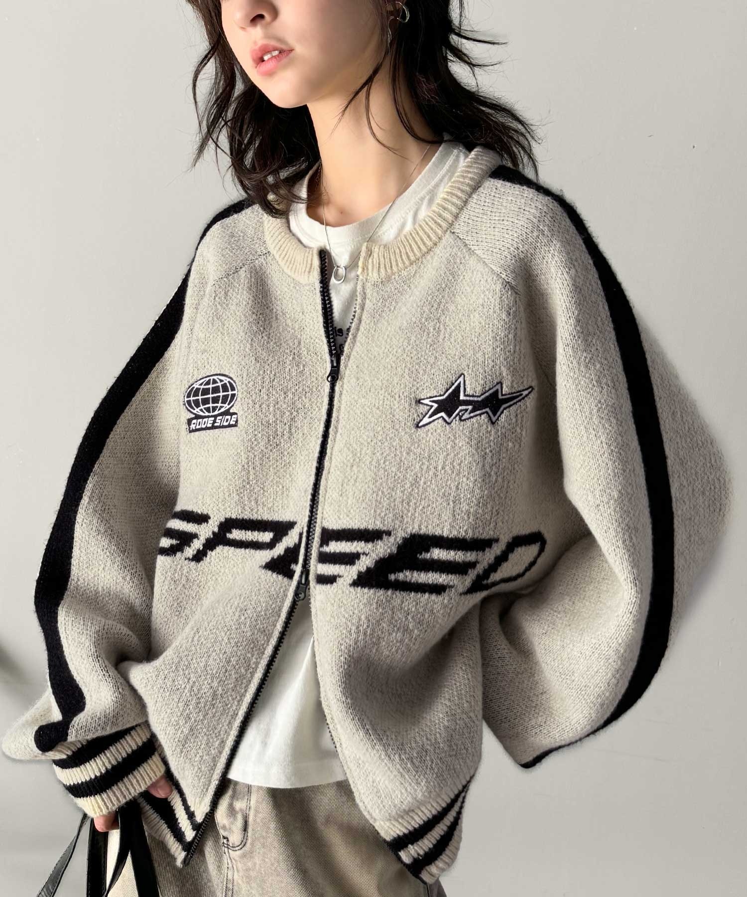 🇯🇵 日系品牌 JAVA 雙拉鍊毛衣 針織衫 外套 無領 賽車風 / 現貨