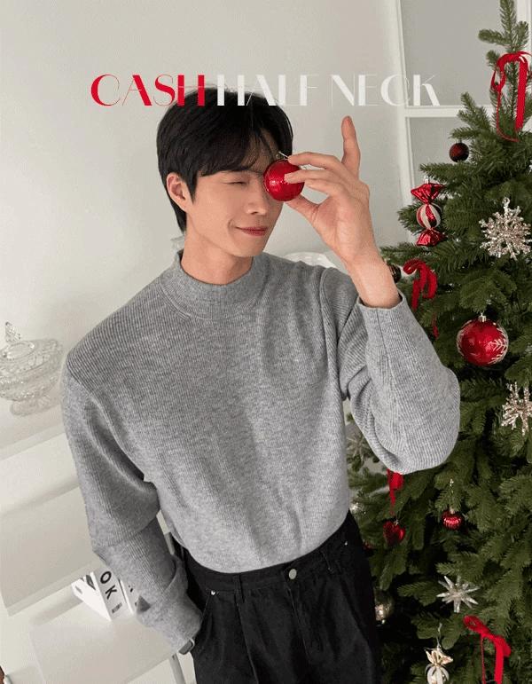 阿拉斯加喀什米爾八字針織高領毛衣