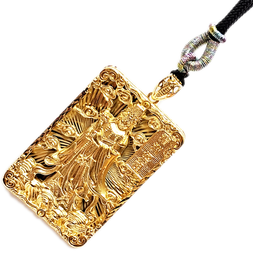 天上聖母媽祖娘娘{沙金}中國結項鍊【十方】154194