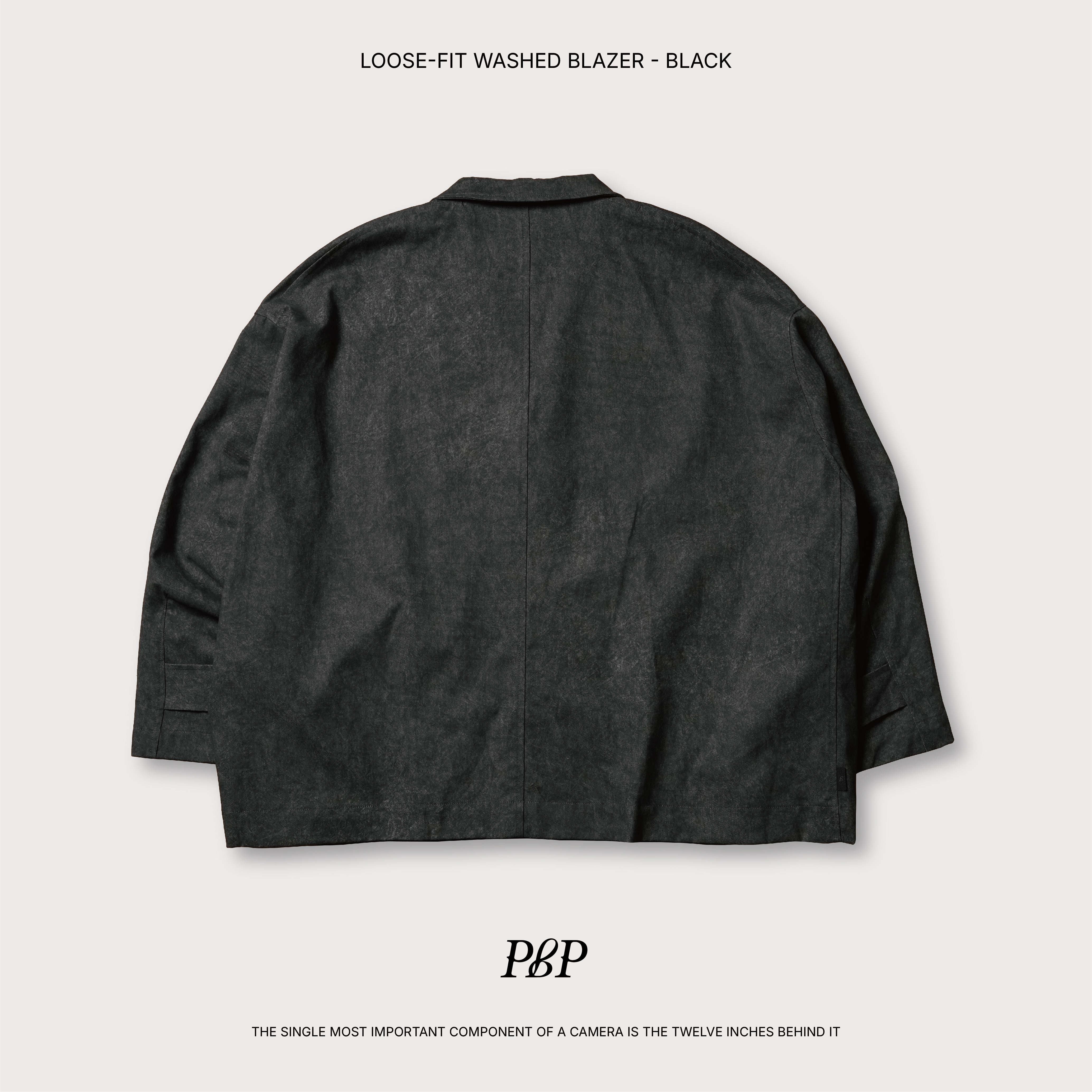 P.B.P - LOOSE-FIT WASHED BLAZER  - BLACK