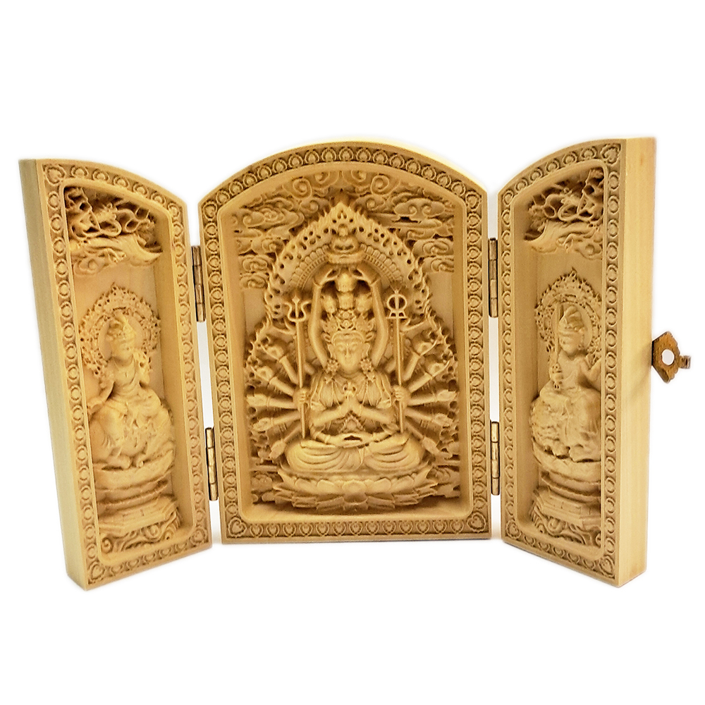 千手觀音{黃楊木}小佛堂【十方】154213