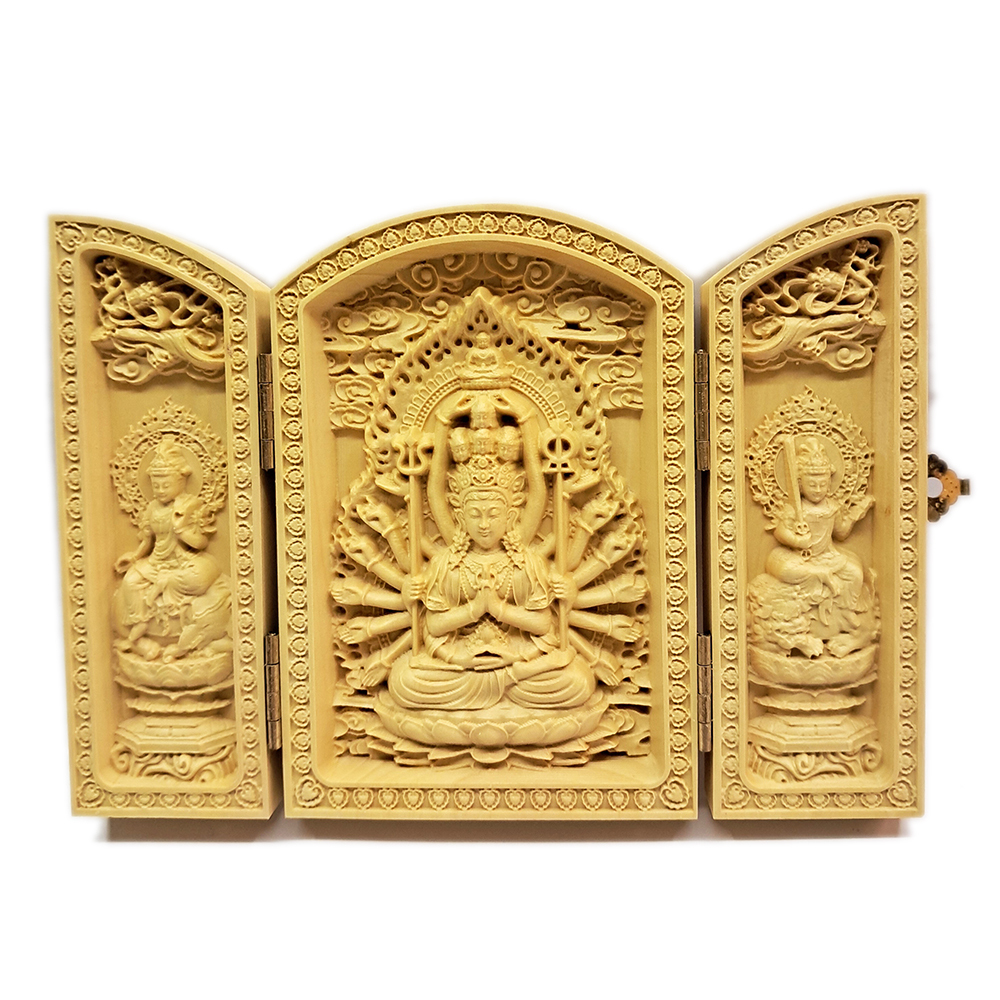 千手觀音{黃楊木}小佛堂【十方】154213