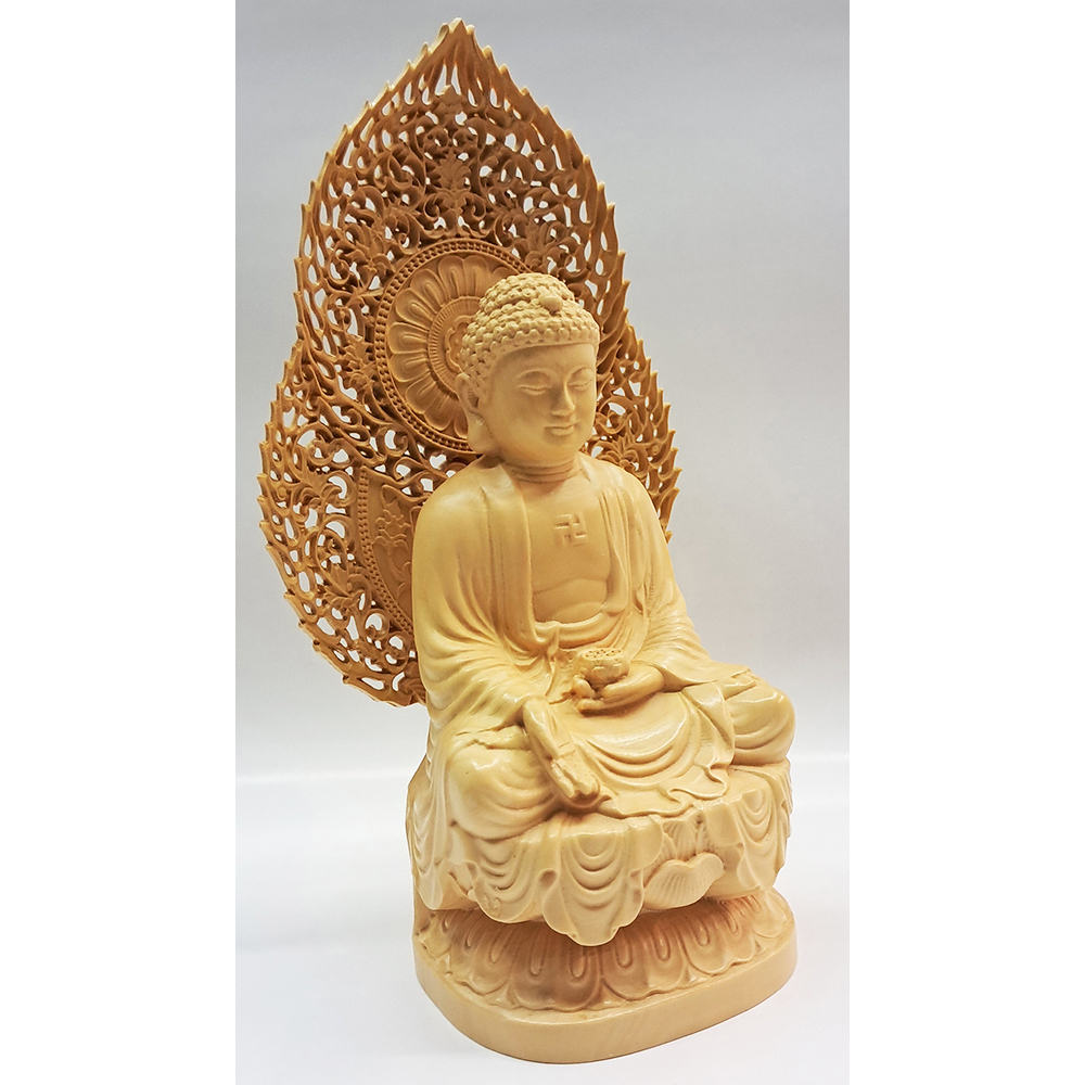 阿彌陀佛{黃楊木}高17公分 【十方】154216