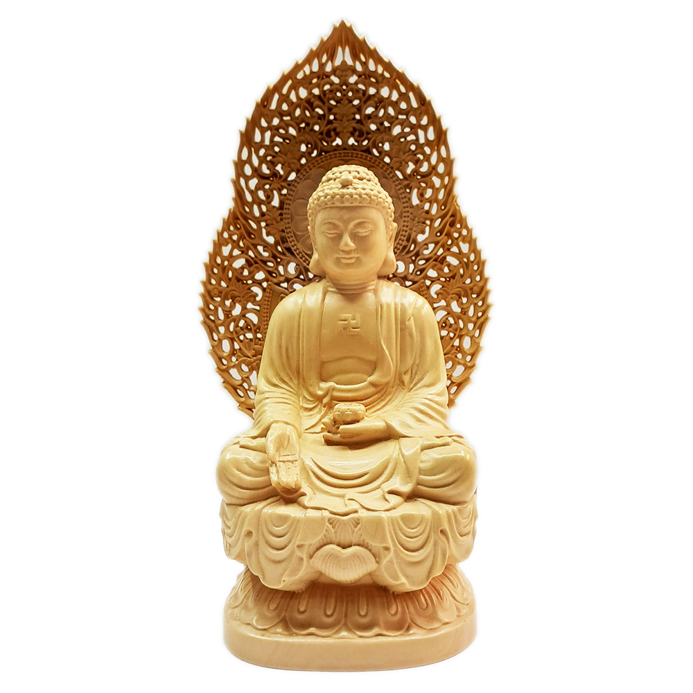 阿彌陀佛{黃楊木}高17公分 【十方】154216