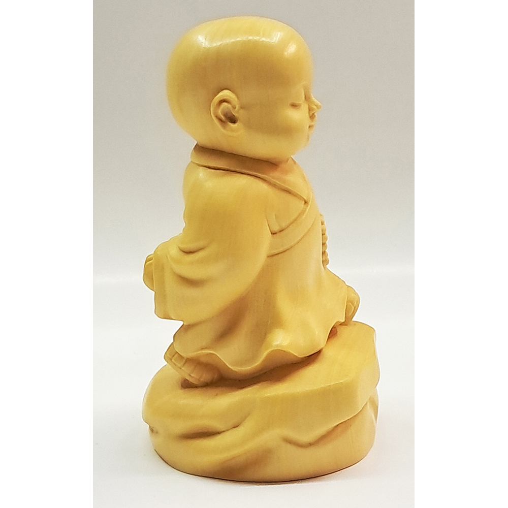 念佛小沙彌{黃楊木}高8公分 【十方】154219