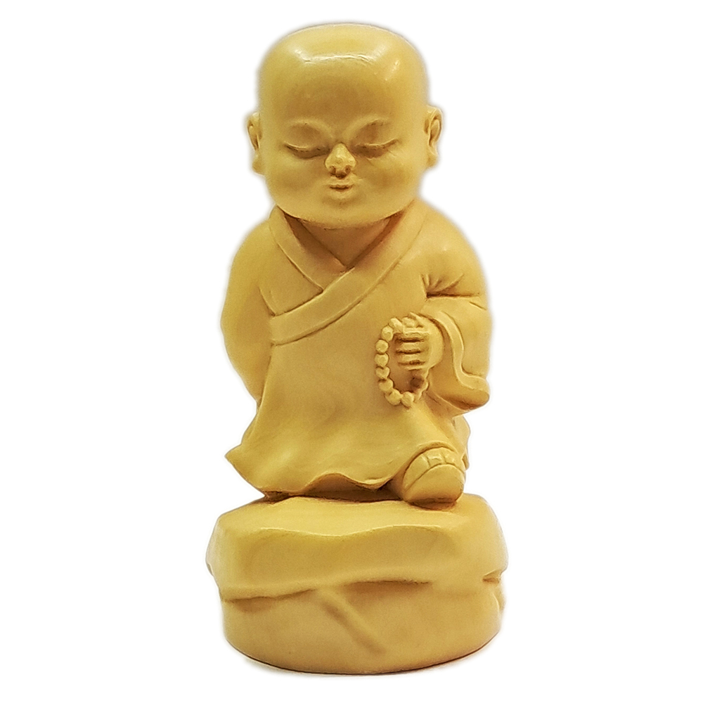 念佛小沙彌{黃楊木}高8公分 【十方】154219