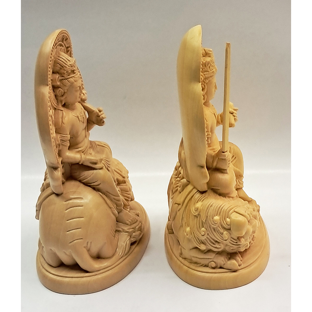 文殊普賢菩薩{黃楊木}高12公分【十方】154227