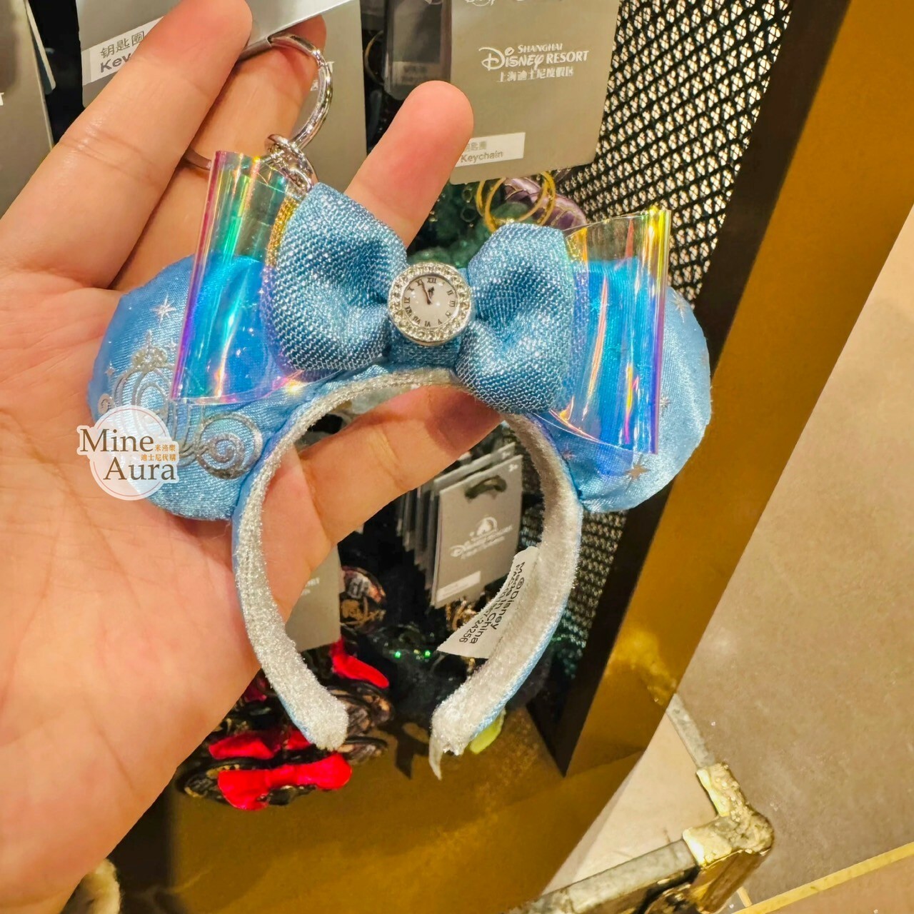 仙杜瑞拉 Cinderella 米妮 Minnie 時鐘蝴蝶結造型 南瓜馬車 髮圈 造型 鑰匙圈 吊飾 仙履奇緣 -上海迪士尼樂園