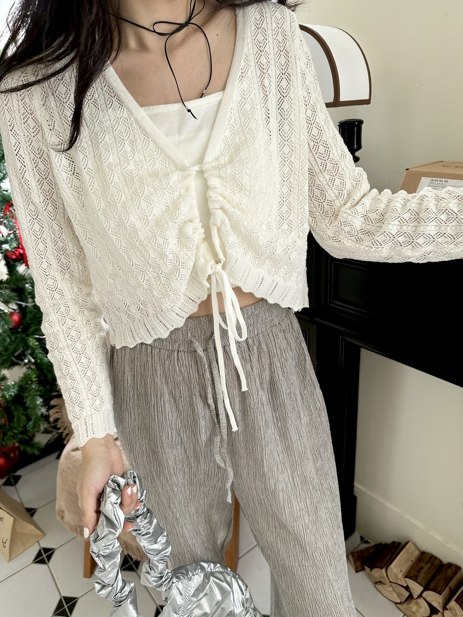 韓妞小心機兩件式綁帶上衣