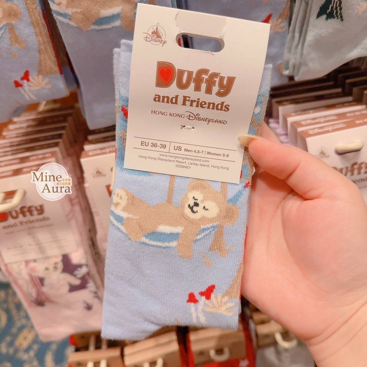 達菲 Duffy 滿版圖案 成人襪 襪子 -香港迪士尼樂園
