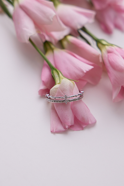 雙層鋯石可調式戒指(銀)