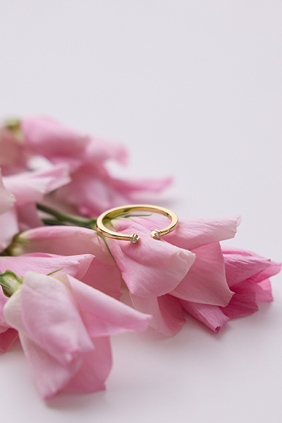 雙鋯石開口可調式戒指(金)