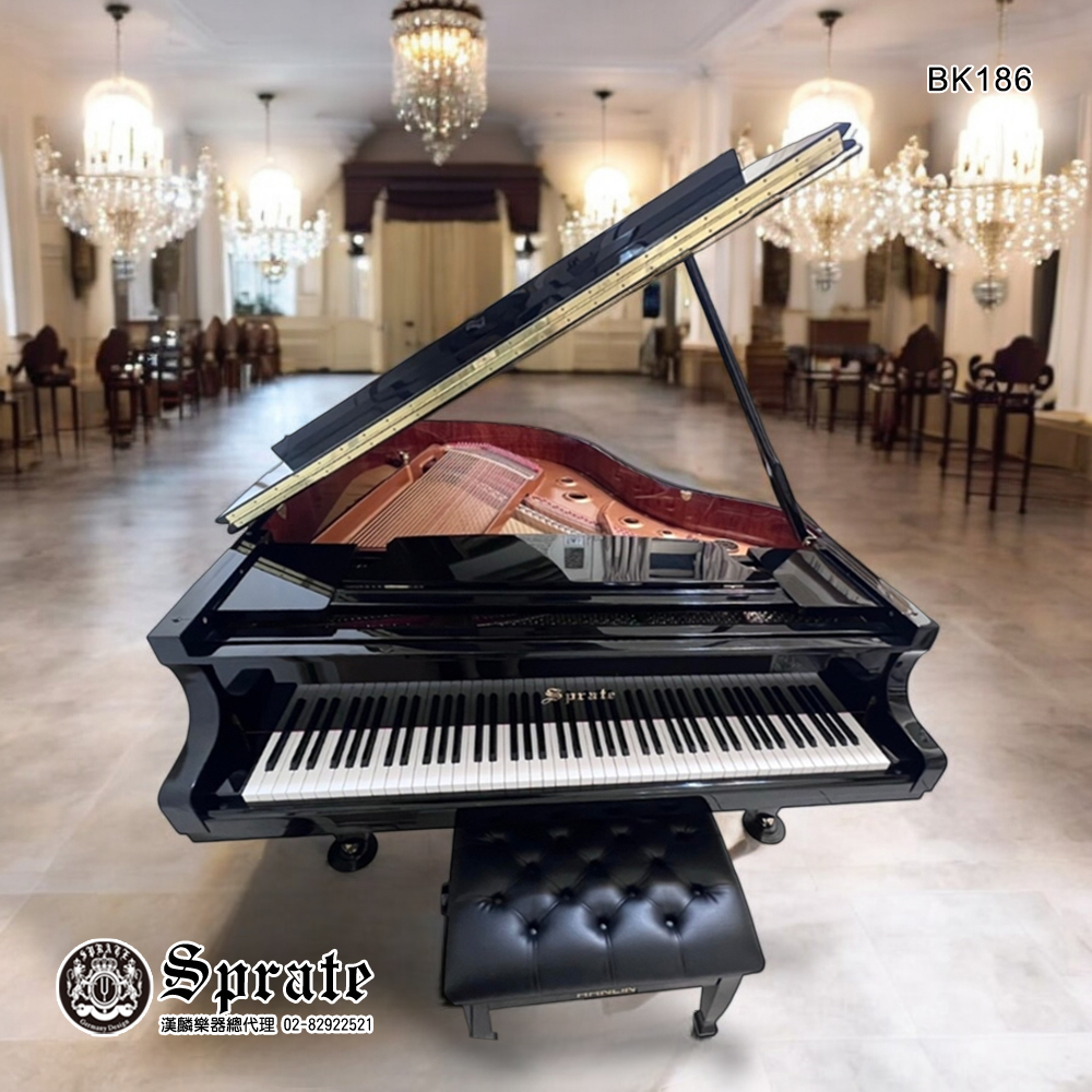 全新德國品牌 SPRATE 平台演奏鋼琴 BK186 鏡面黑色 3號琴 內建緩降琴蓋 高階款 鋼琴老師 音樂系 最愛