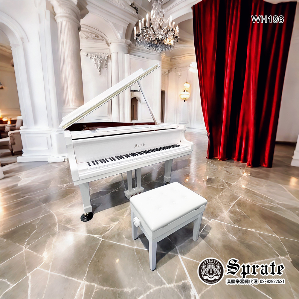 全新德國品牌 SPRATE 平台演奏鋼琴 WH186 夢幻白 3號琴 內建緩降琴蓋 高階款 鋼琴老師 音樂系 最愛