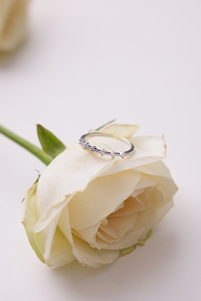 優雅細鑽可調式戒指(銀)