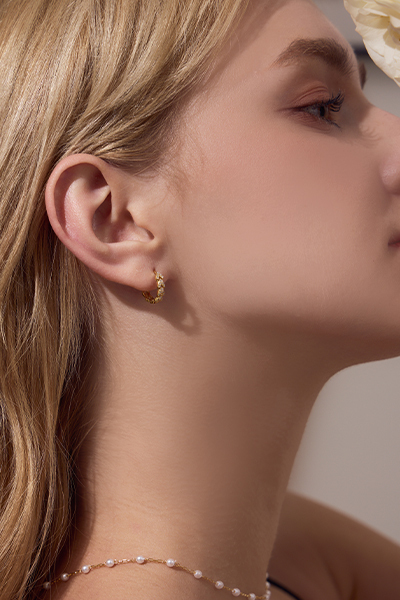 【925純銀】愛心C形。耳扣耳環