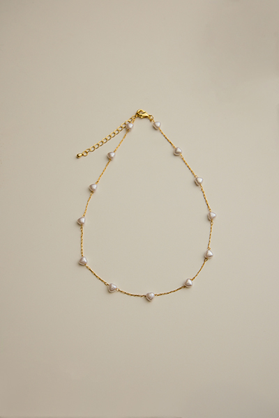 心型珍珠串接鎖骨鍊