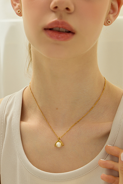 法式幾何微光珍珠項鍊