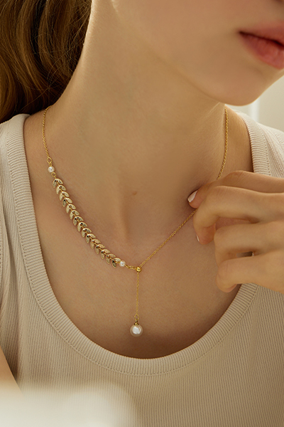 輕歐美麥穗珍珠項鍊