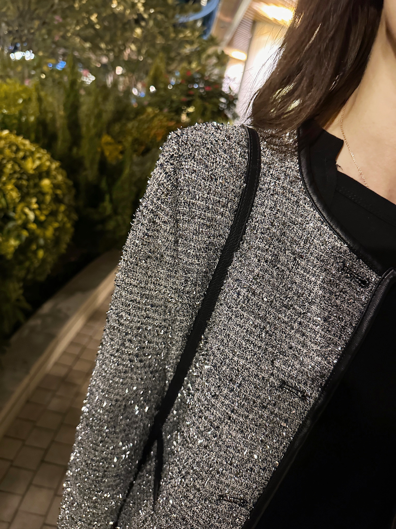 Glitter Contrast Trim Cropped Jacket_JK2312L06