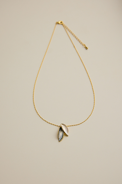 雙色畫釉葉片項鍊
