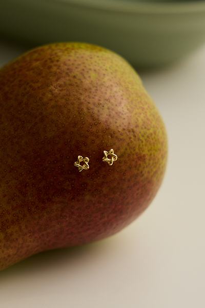 迷你立體五角星。銀針耳環