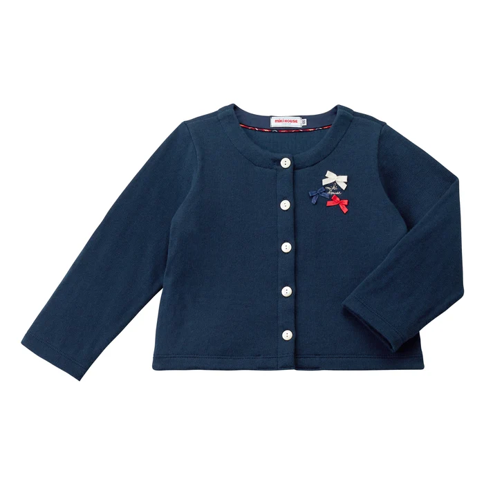 可愛緞帶開襟衫-藏藍