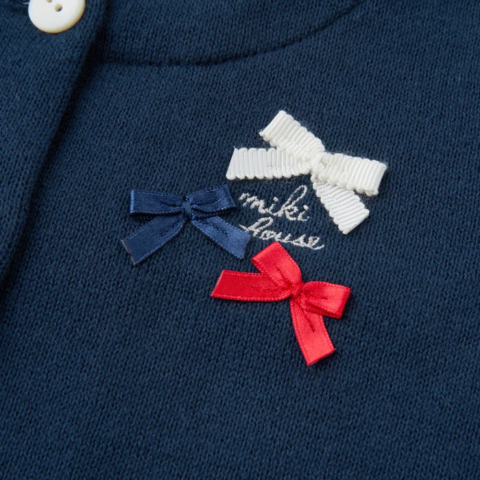 可愛緞帶開襟衫-藏藍