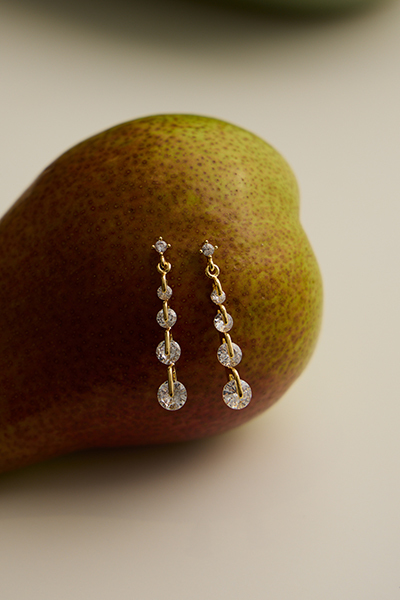 輕奢鋯石垂墜。銀針耳環
