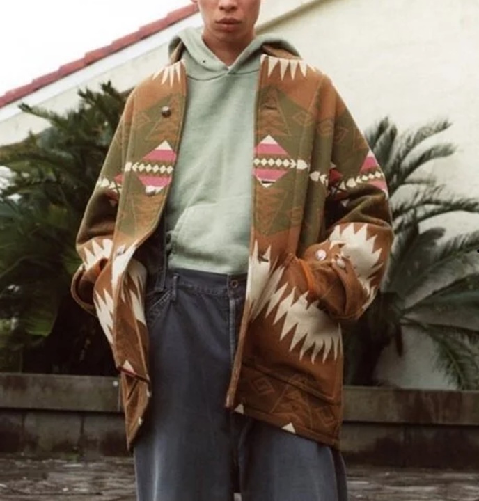 VISVIM HOPILAND COAT NATIVE BLANKET - KHAKI PRE ORDER ITEM (預訂中)