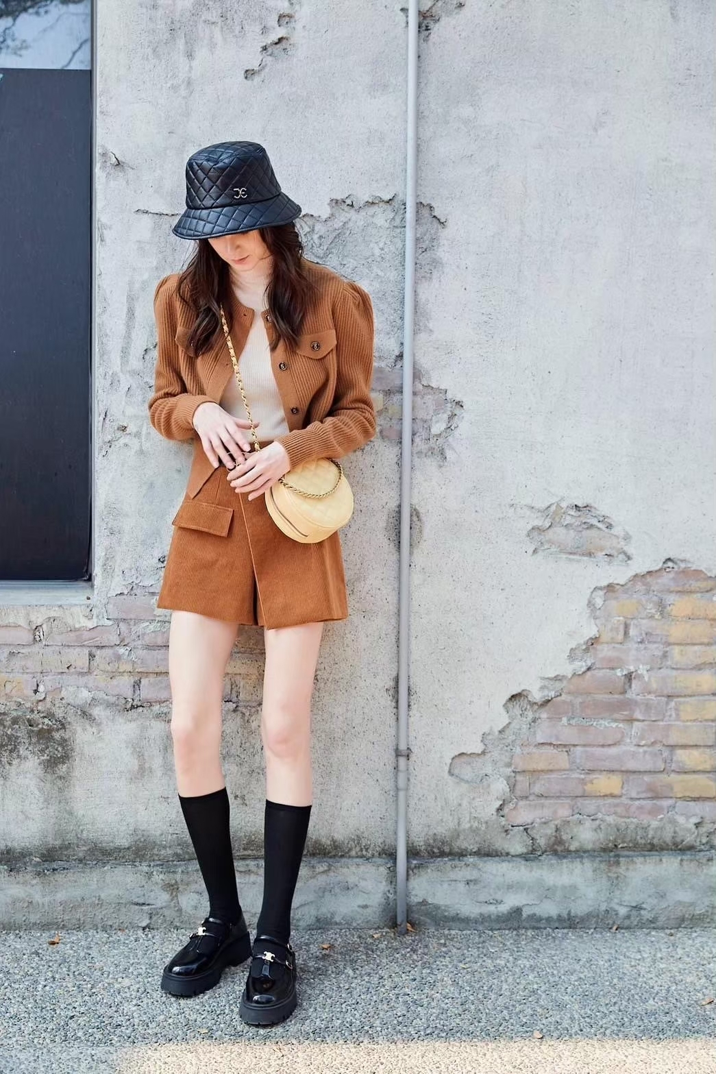 BD15220D1 沙漠金羊絨泡袖狩獵毛衣(2色)