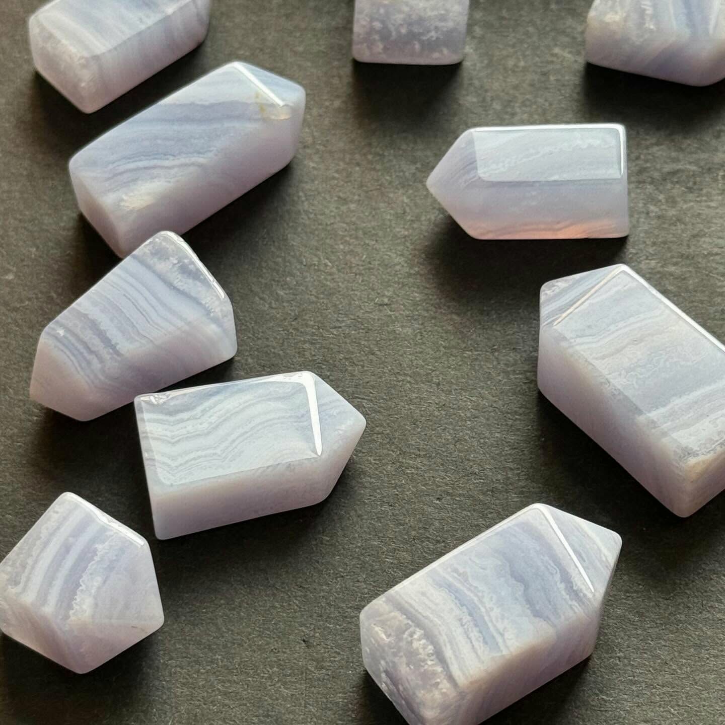 [原石] 藍紋瑪瑙 水晶小柱