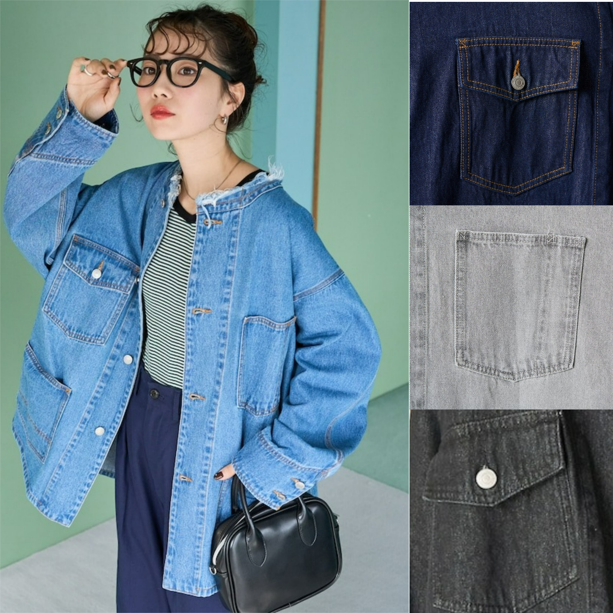 預購┃日牌 圓領 鬚鬚 牛仔 工裝 外套