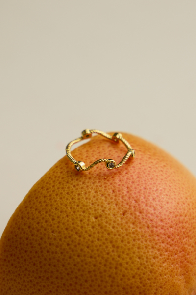 法式流線鋯石戒指