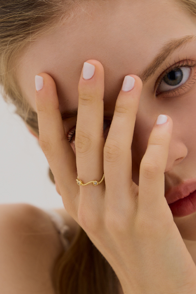 法式流線鋯石戒指