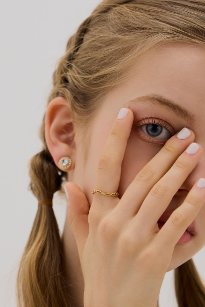 法式編織鏤空鋯石戒指