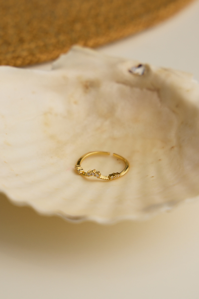 優雅V線鑲石戒指