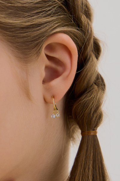 輕奢鋯石掛墜。夾式耳環