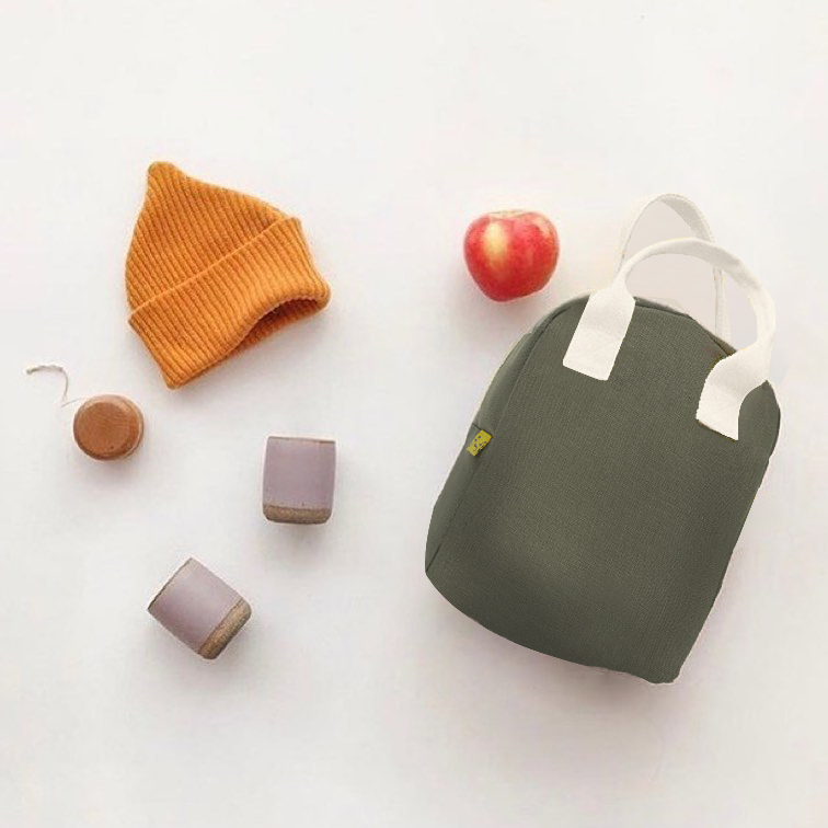 拉鍊隨手袋【橄欖綠】-加拿大Fluf有機棉